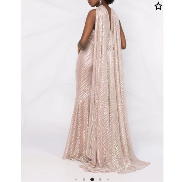 NWT Talbot Runhof long-sleeve draped maxi dress Size 4 $2750 - Picture 2 of 13